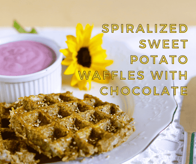 Spiralized Sweet Potato Waffles with Chocolate
