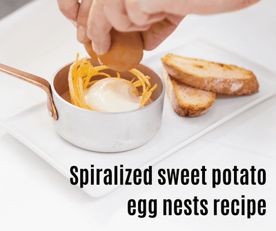 Spiralized sweet potato egg nests recipe