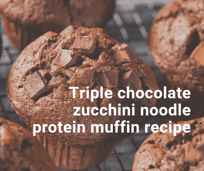 Triple chocolate zucchini noodle protein muffin recipe