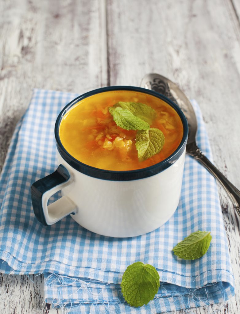 Red lentil, sweet potato, and coconut soup